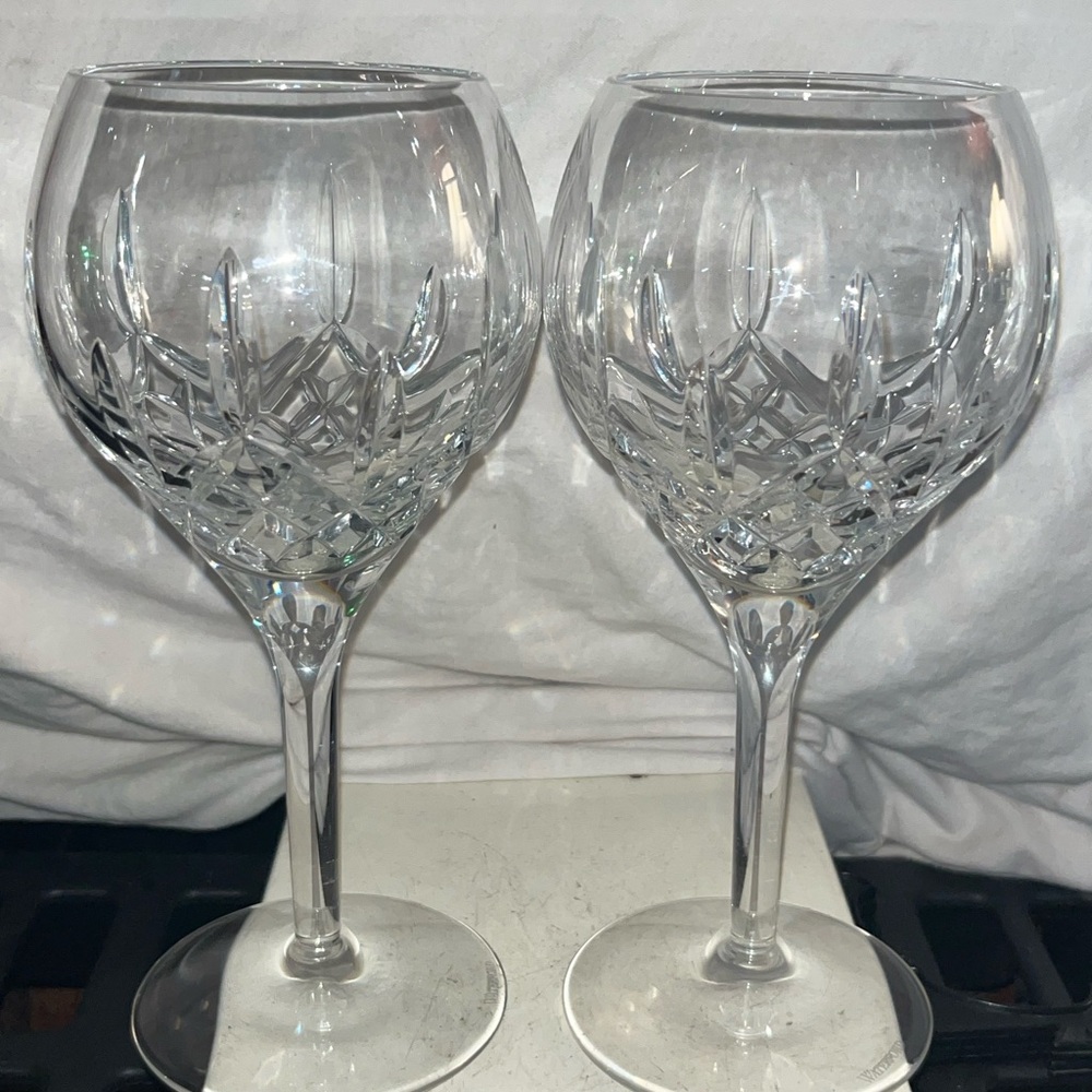 Set of 2 Waterford Lismore Grand Balloon Wine Goblets - 7.6" Tall Ireland - Picture 4 of 7